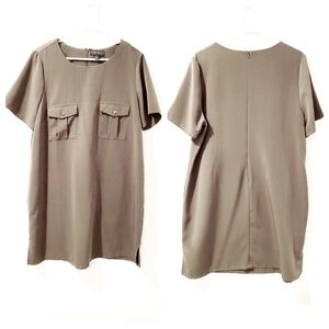 Forever 21 Plus Size Pocket Shift Dress Olive Green Sz 1X